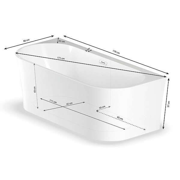 SPALINA - Baignoire Ilot Ruby 170 blanche 170 x80 x57 cm, by SPALINA - large