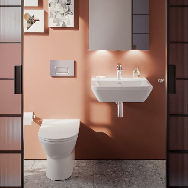 VITRA - Integra 55x45x19 cm lavabo suspendu en céramique, trou pour robinetterie au milieu, avec trop-plein, blanc (7049-003-0001) - large