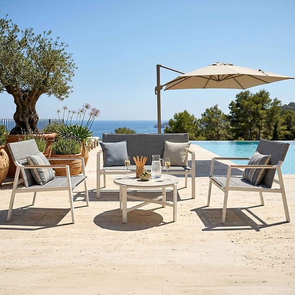 OVIALA - Salon de jardin 4 places en aluminium blanc - Leki - large
