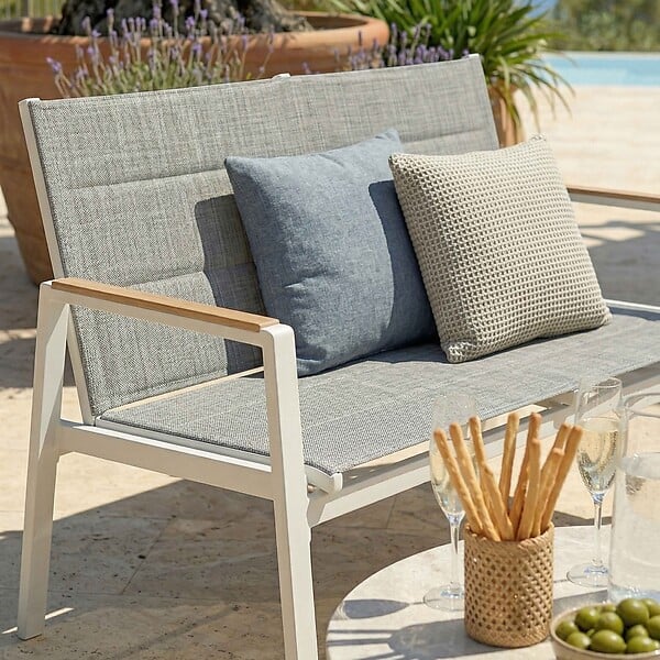 OVIALA - Salon de jardin 4 places en aluminium blanc - Leki - large