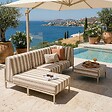 OVIALA - Salon de jardin bas modulable rayé 4 places beige - Patio - vignette