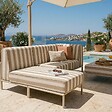 OVIALA - Salon de jardin bas modulable rayé 4 places beige - Patio - vignette
