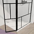 AURLANE - Paroi de douche avec pivot 80+40x195cm - Sérigraphie type Briques et Profilés Noir - DARK BLOCKS - vignette