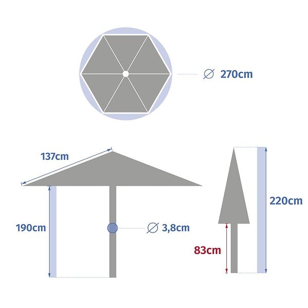 HESPERIDE - Parasol droit rond inclinable Soya 2,7m café - large