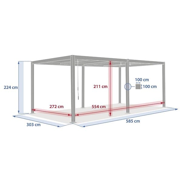HESPERIDE - Pergola autoportante Evonis 6x3m gris graphite - large