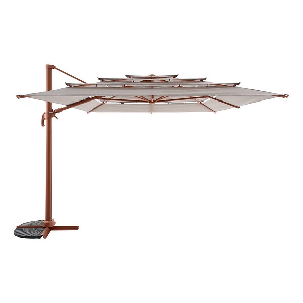 HESPERIDE - Parasol déporté rectangulaire inclinable Melhia 4x3 m acajou/lin - large