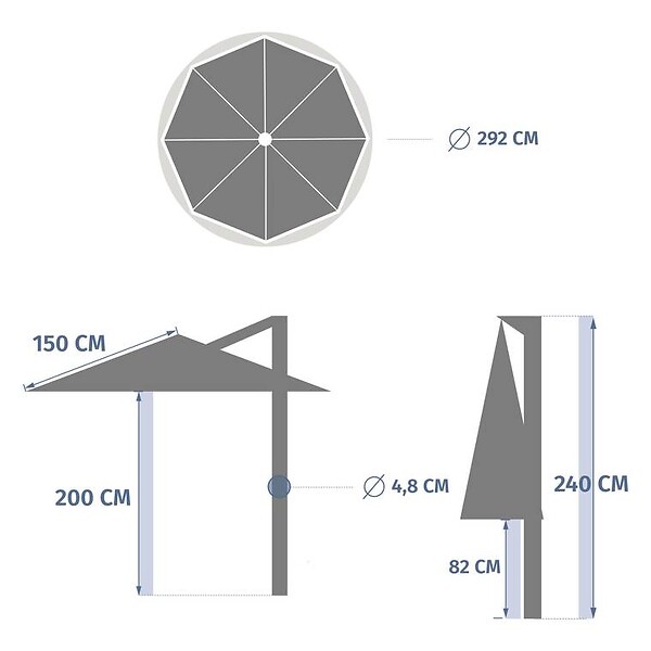 HESPERIDE - Parasol déporté rond Manoa 3m café - large