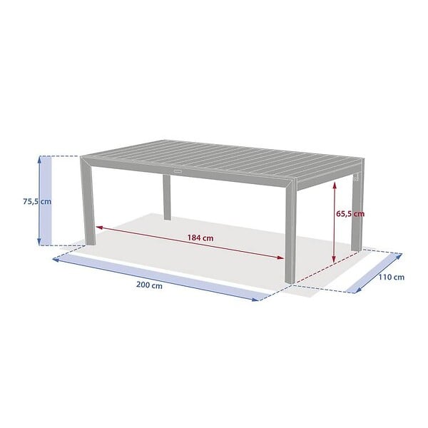 HESPERIDE - Table de jardin 12 places Evasion extensible beige lin - large