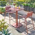HESPERIDE - Table haute de jardin 2 places Alegoria 70x70cm acajou - vignette