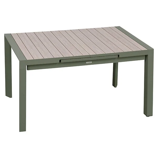 HESPERIDE - Table de jardin 8 places extensible Evasion beige lin/laurier - large