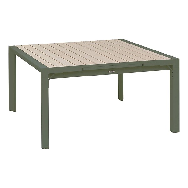 HESPERIDE - Table de jardin carrée extensible alu Evasion 8/10 places effet bois lin et laurier - Hespéride - large