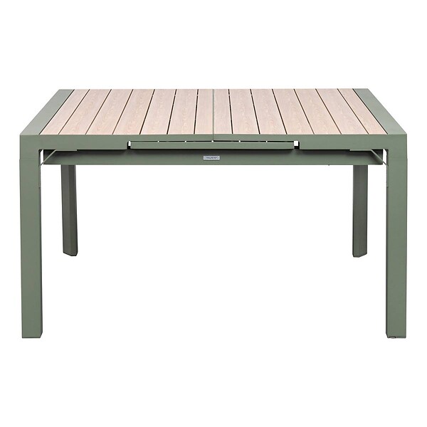 HESPERIDE - Table de jardin carrée extensible alu Evasion 8/10 places effet bois lin et laurier - Hespéride - large