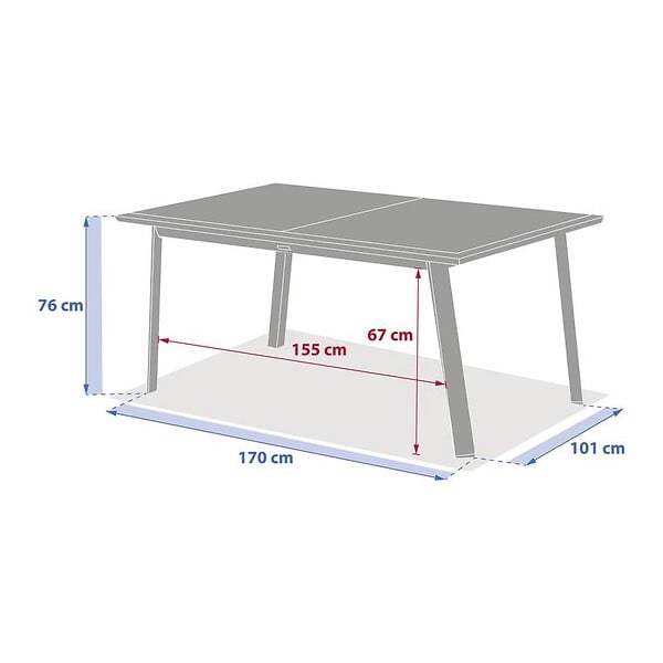 HESPERIDE - Table de jardin 10 places Pavane extensible gris graphite - large