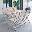 HESPERIDE - Table de jardin 6 places Azua pliable beige 150x80cm - vignette
