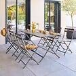 HESPERIDE - Table de jardin Greensboro 6 places pliable café 150x80cm - vignette