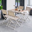 HESPERIDE - Table de jardin 4 places Azua pliable beige 110x71cm - vignette