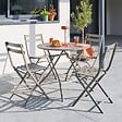 HESPERIDE - Table de jardin pliante ronde "Greensboro" café 4 places en acier - vignette