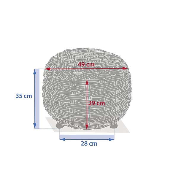 HESPERIDE - Pouf Obbae pour salon de jardin, en maille synthétique graphite - Hespéride - large