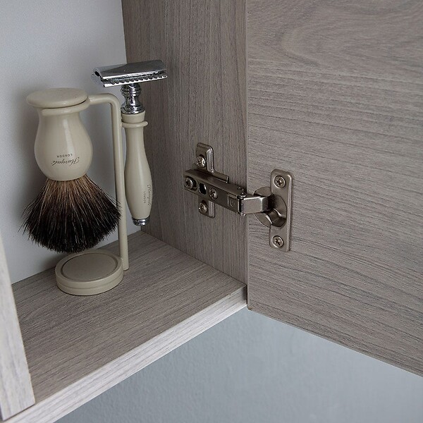KIAMAMI VALENTINA - Miroir Avec Unité Murale En Chêne Gris Et Éclairage À Del - large