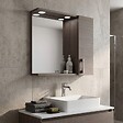 KIAMAMI VALENTINA - Miroir De Salle De Bain Suspendu Avec Porte Latérale Effet Bois De Chêne Lumière Led - vignette