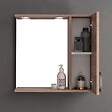KIAMAMI VALENTINA - Miroir De Salle De Bain Suspendu Avec Porte Latérale Effet Bois De Chêne Lumière Led - vignette