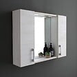 KIAMAMI VALENTINA - Miroir De Salle De Bain À Conteneur Avec Deux Éléments Muraux En Chêne Blanc Et Une Lampe À Del - vignette