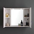 KIAMAMI VALENTINA - Miroir De Salle De Bain À Conteneur Avec Deux Éléments Muraux En Chêne Blanc Et Une Lampe À Del - vignette