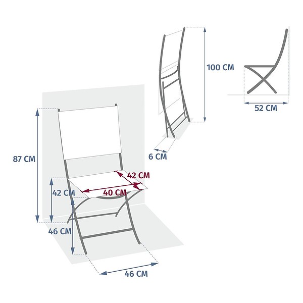 HESPERIDE - Lot de 4 Chaises de jardin Modula pliables noisette - large