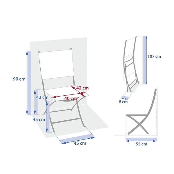HESPERIDE - Lot de 4 Chaises de jardin Essentia pliables noisette - large
