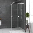 AURLANE - Porte de douche carrée blanc extensible 77 à 90cm de largeur - verre transparent - WHITY - vignette