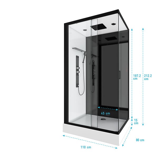 AURLANE - Cabine de douche 110x80x215cm - Verre Trempé - Mitigeur Chrome - DUALITY 3 RECTANGLE - large