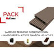 MCCOVER - PACK 4 m² lame de terrasse composite Dual + ACCESSOIRES 3600mm Chocolat, ep.25mm, l.14 cm, L.360 cm - vignette