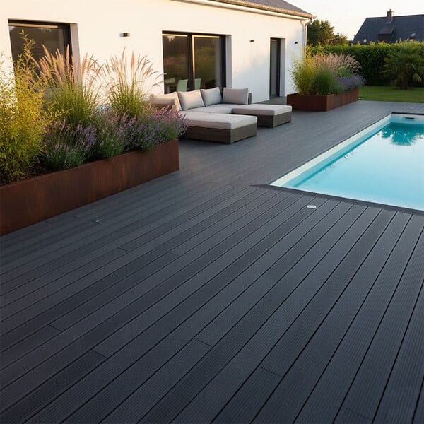 MCCOVER - PACK 4 m² lame de terrasse composite Maxima + ACCESSOIRES 3600mm Gris anthracite, ep.22mm, l.14 cm, L.360 cm - large