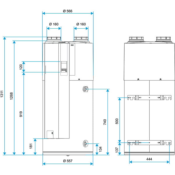 ALDES - Chauffe-eau thermodynamique B100-FAN T.Flow Nano connecté Aldes - 100L - 2/3 personnes - Vertical mur ou trépied - 1500W - large