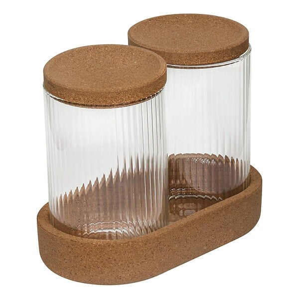 5 FIVE SIMPLY SMART - Lot de 2 organiseurs en verre avec support liège - large