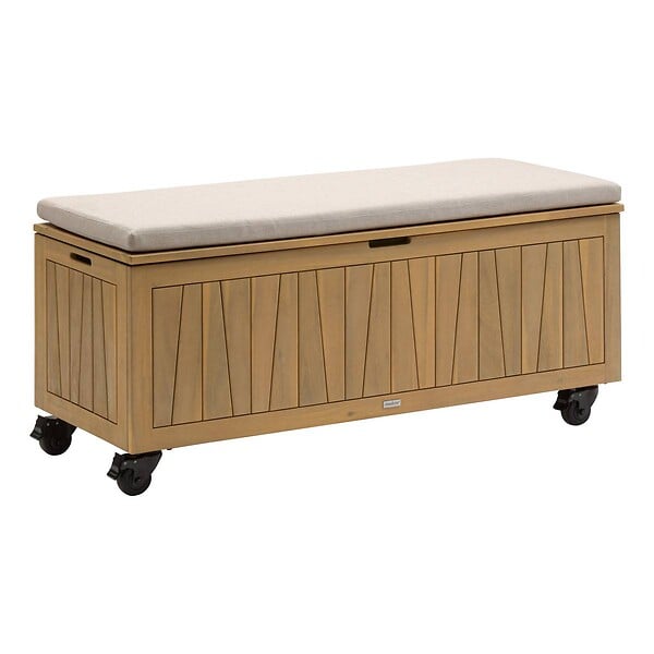 HESPERIDE - Coffre de rangement 210L avec assise Lodgia beige acacia - large