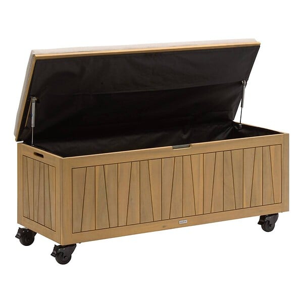 HESPERIDE - Coffre de rangement 210L avec assise Lodgia beige acacia - large
