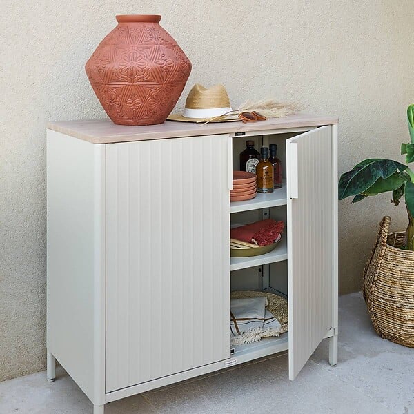 HESPERIDE - Buffet de jardin Ironia en acier galvanisé argile et lin - large
