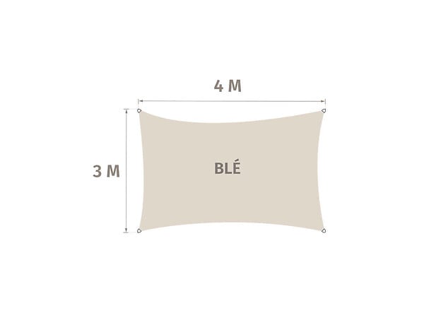 HESPERIDE - Voile d'ombrage solaire rectangulaire Elyora Blé - 4 x 3 m - Hespéride - large