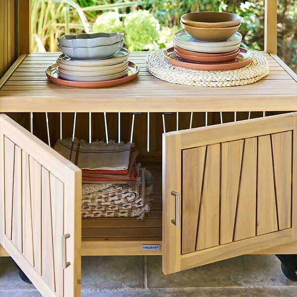 HESPERIDE - Module de cuisine d'été Lodgia 2 portes 50x87cm bois d'acacia - large