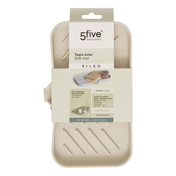 5 FIVE SIMPLY SMART - Tapis pour évier Sileo beige 24x15cm - large