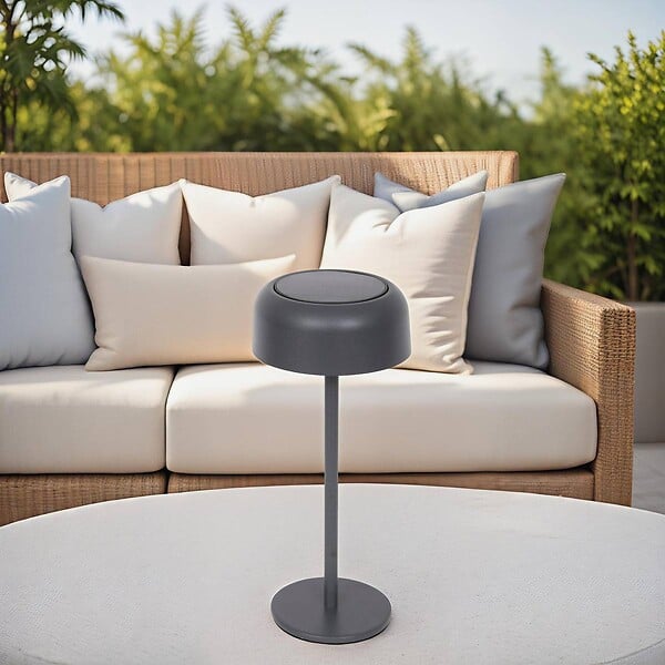 HESPERIDE - Lampe Bolty solaire gris graphite H30cm - large
