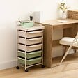5 FIVE SIMPLY SMART - Tour rangement 5 tiroirs Deskolor avec roues beige et vert - vignette