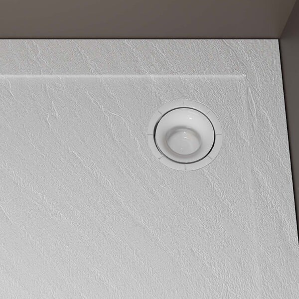 AURLANE - Bonde de Receveur Diamètre 90 mm - Capot blanc mat - Evacuation Horizontale - large