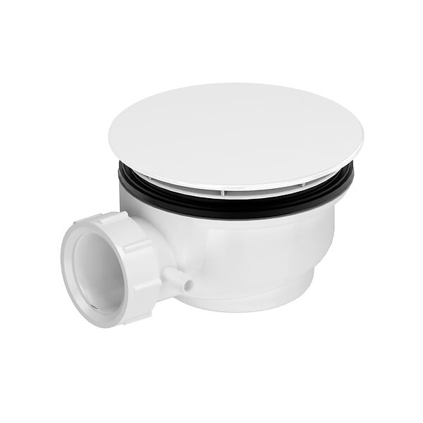 AURLANE - Bonde de Receveur Diamètre 90 mm - Capot blanc mat - Evacuation Horizontale - large