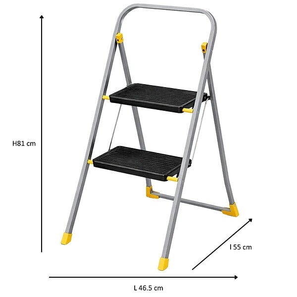 INTEC - Escabeau 2 marches pliable Charge 150kg Marche-pied Pliable Pieds anti-dérapants Bricolage Maison Chantier INTEC - large