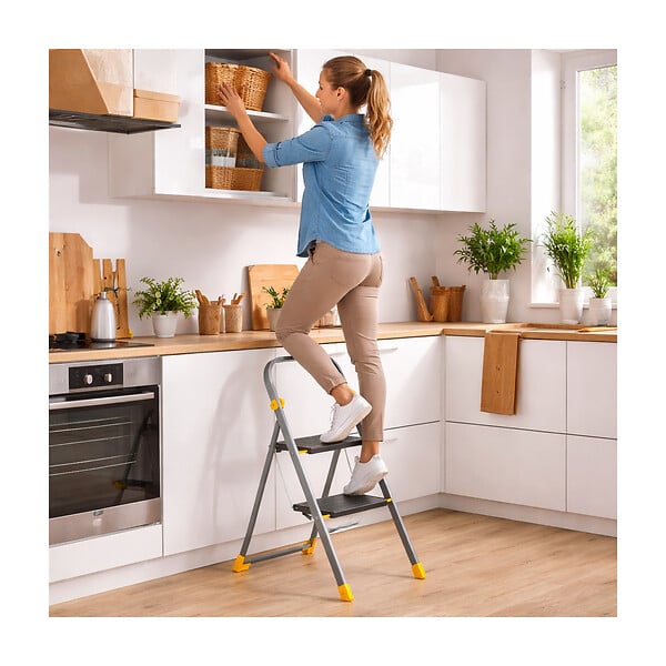 INTEC - Escabeau 2 marches pliable Charge 150kg Marche-pied Pliable Pieds anti-dérapants Bricolage Maison Chantier INTEC - large