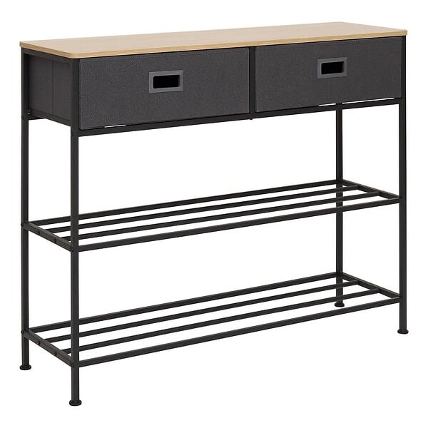 5 FIVE SIMPLY SMART - Console 2 tiroirs Tissa avec range-chaussure gris foncé - large