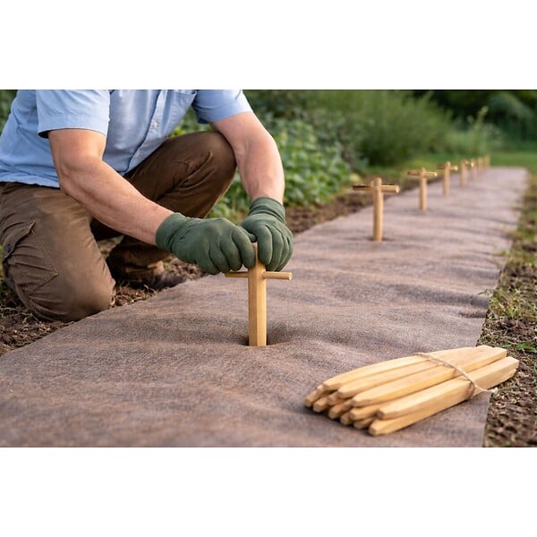 KZ GARDEN - Lots de 60 Piquets de fixation Bois peuplier Toile de Paillage - Ancrage sol Jardin Potager, Fixation bâche paillage KZ GARDEN - large