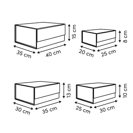 5 FIVE SIMPLY SMART - Lot de 4 boîtes de rangement 25/30/35/40cm MAGNETBOX - large